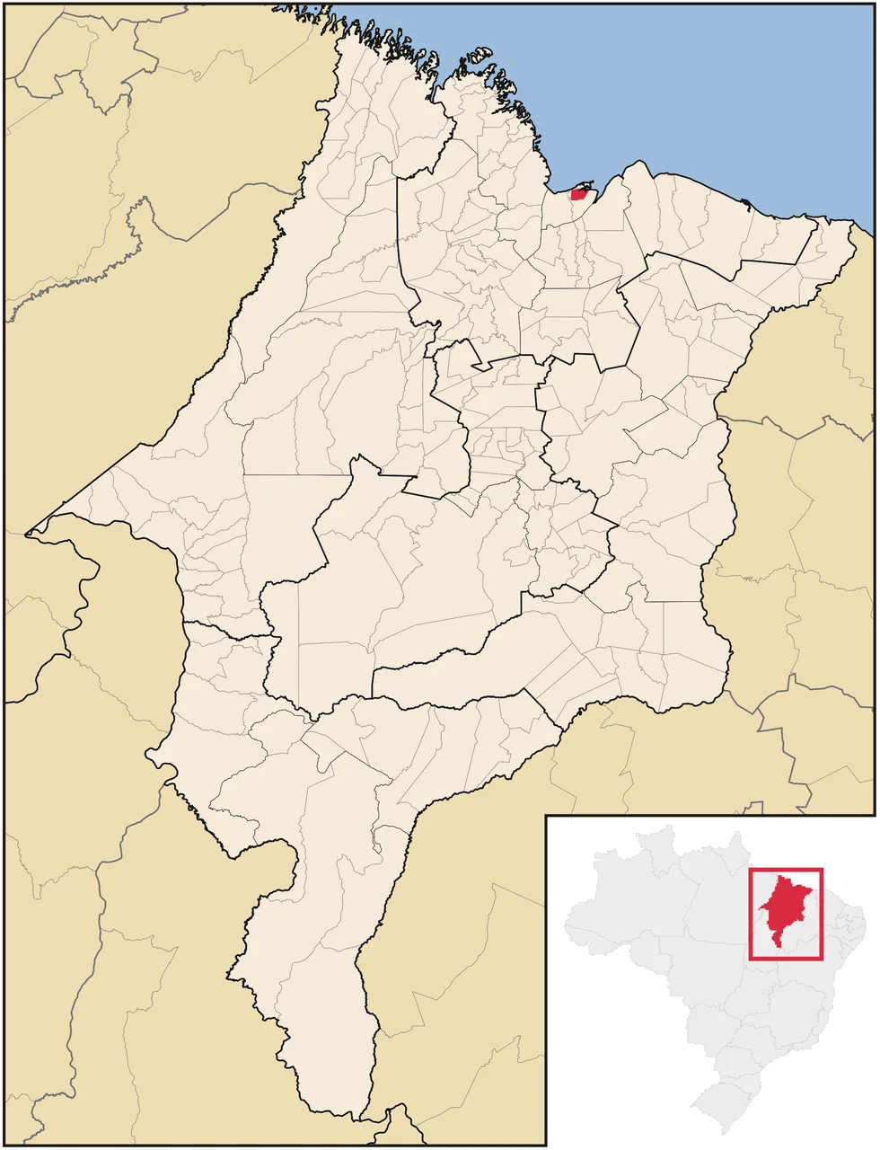Mapa da localização de Paço do Lumiar no estado do Maranhão